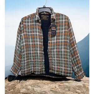 Comfort Outfitter Plaid Men's Women's Lined Jacket Overcoat Blue Brown Sz M